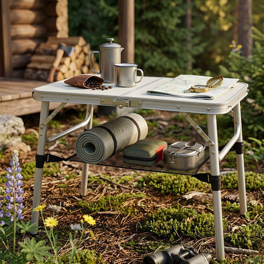 Adjustable Height Folding Camping Table with Carrying Handle