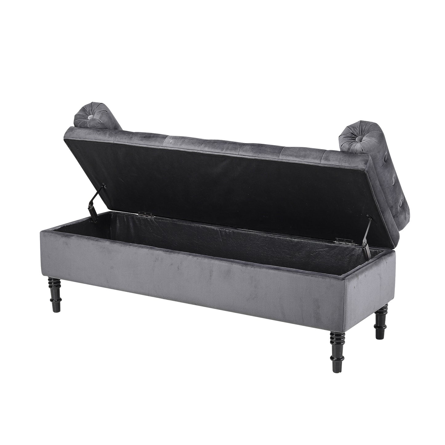 Grey/Beige Flip Top Storage Bench with Side Arms