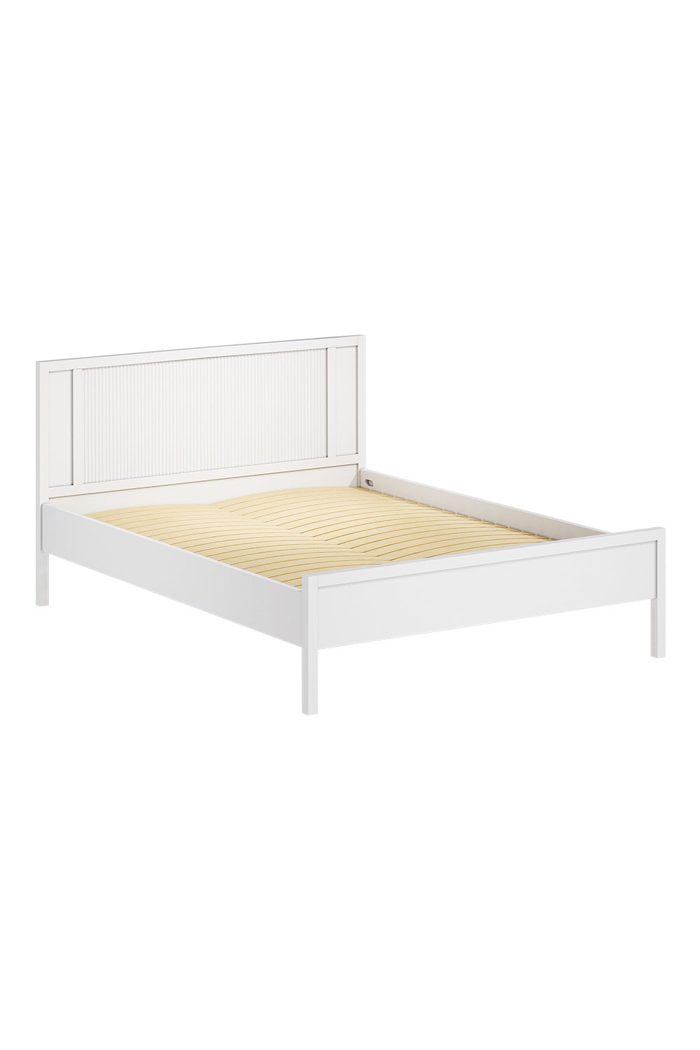 White Striped Dual Row Wooden Bed Frame