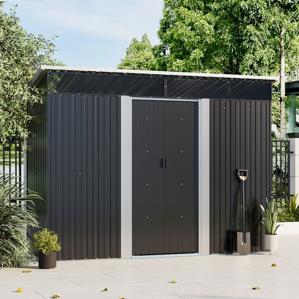 Garden Metal Storage Shed with Lockable Sliding Doors
