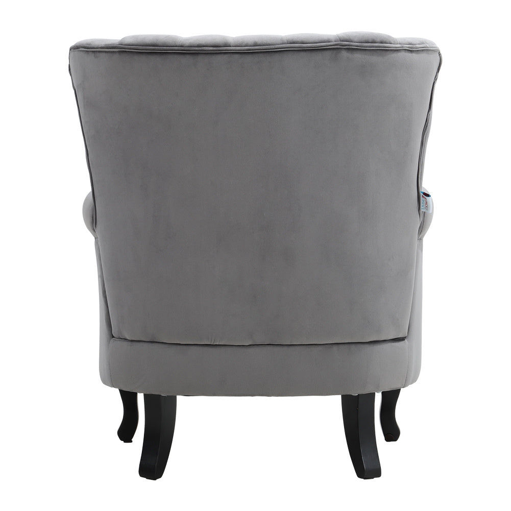 Green/Grey Velvet Channel Occasional Armchair Sofa Chair