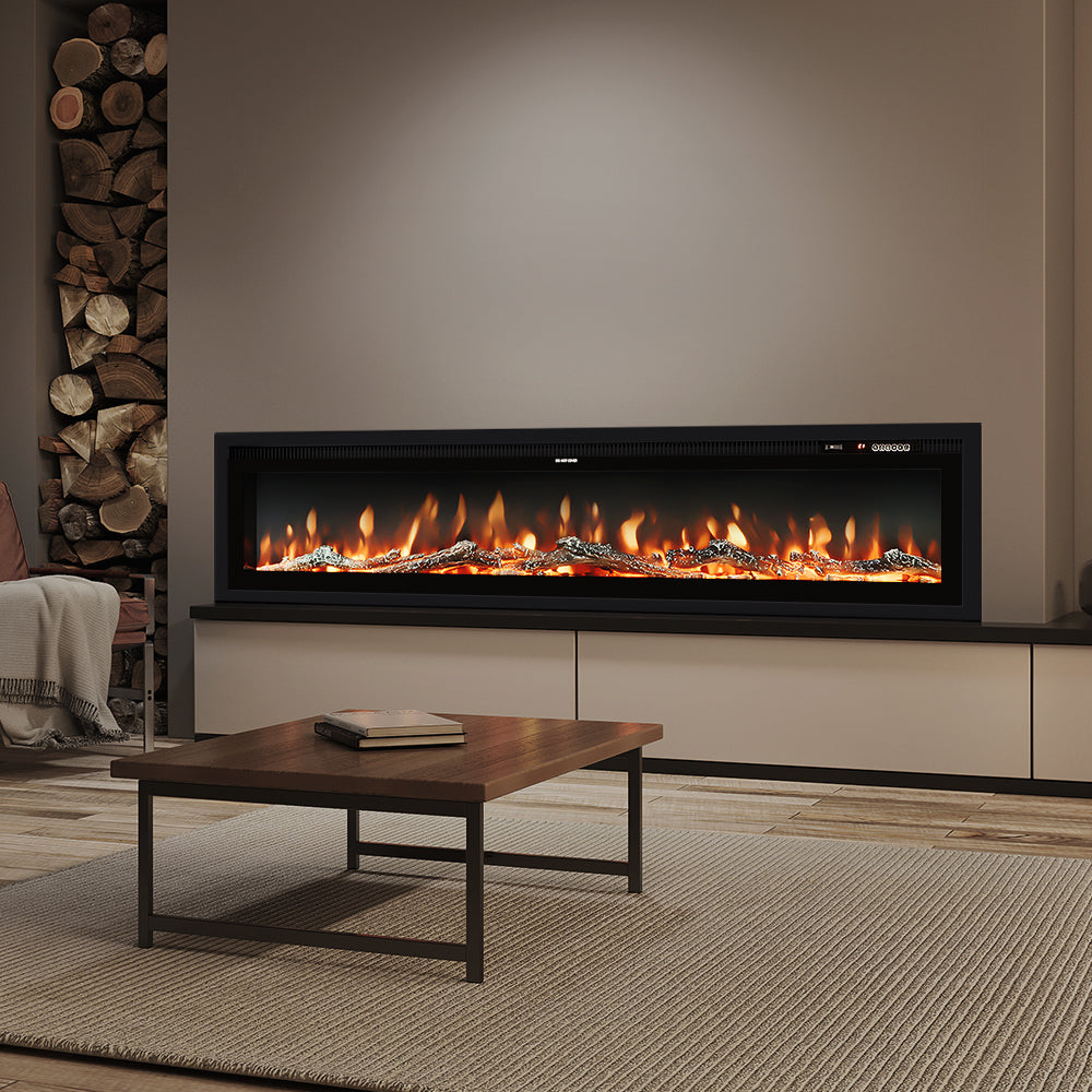 40/50/60 Inch Wall Mounted Electric LED Fireplace Fire Heater