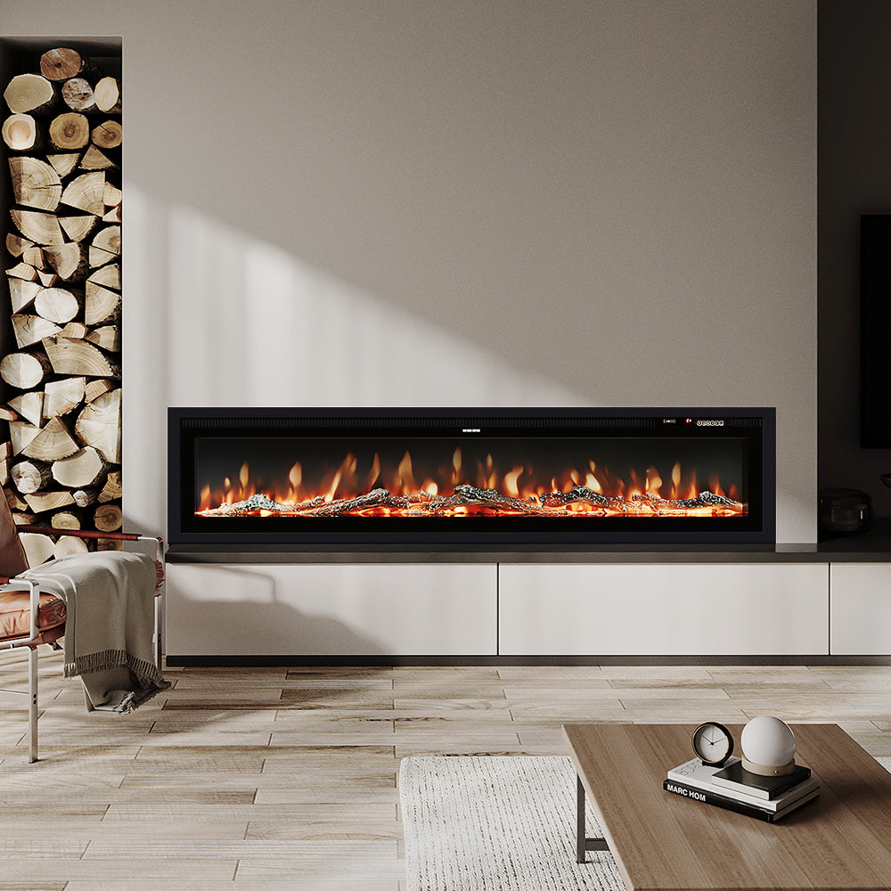 40/50/60 Inch Wall Mounted Electric LED Fireplace Fire Heater