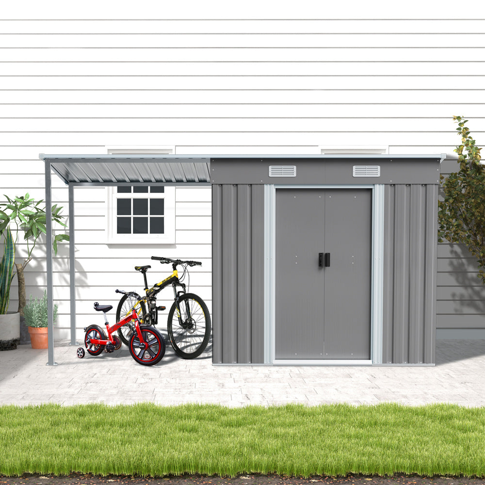Outdoor Metal Storage Shed with Lean-to