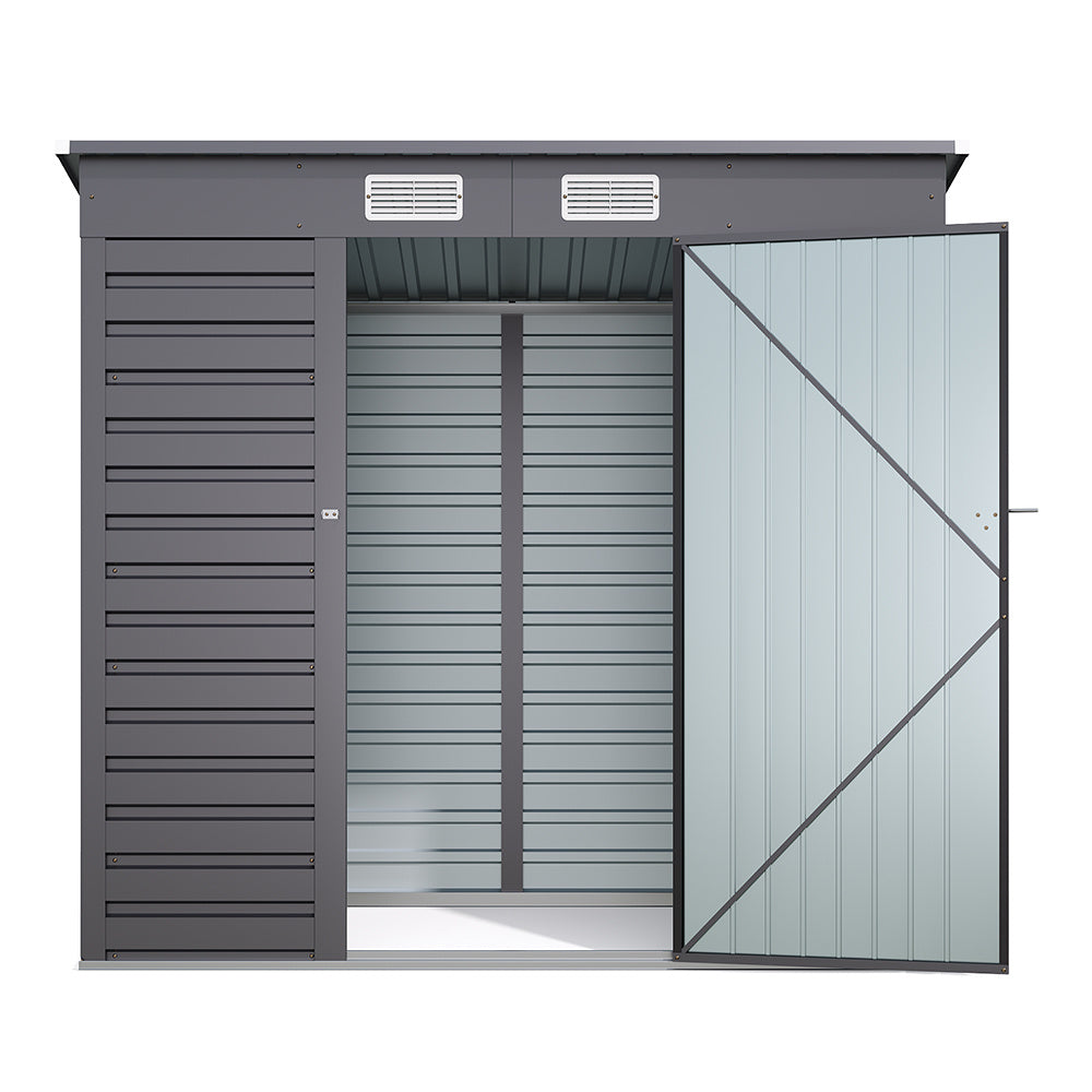 Charcoal Black/Grey Wide Metal Garden Storage Shed with Lockable Door