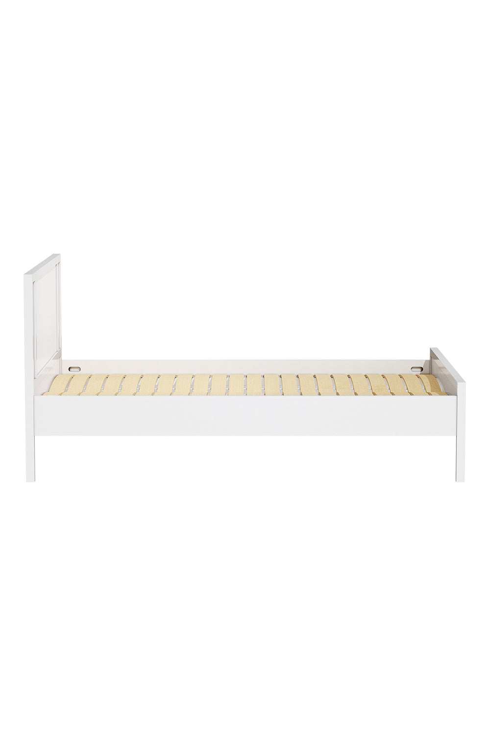 White Striped Dual Row Wooden Bed Frame