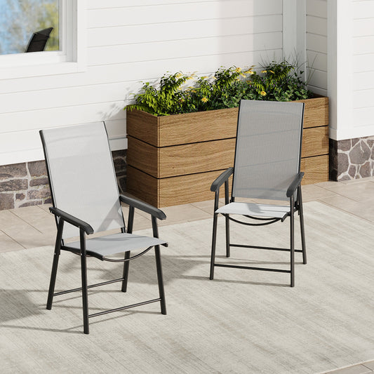 Metallic-Frame and Fabric Foldable Chairs Set of 2