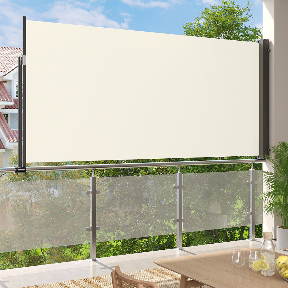 Outdoor Retractable Privacy Side Awning - Beige