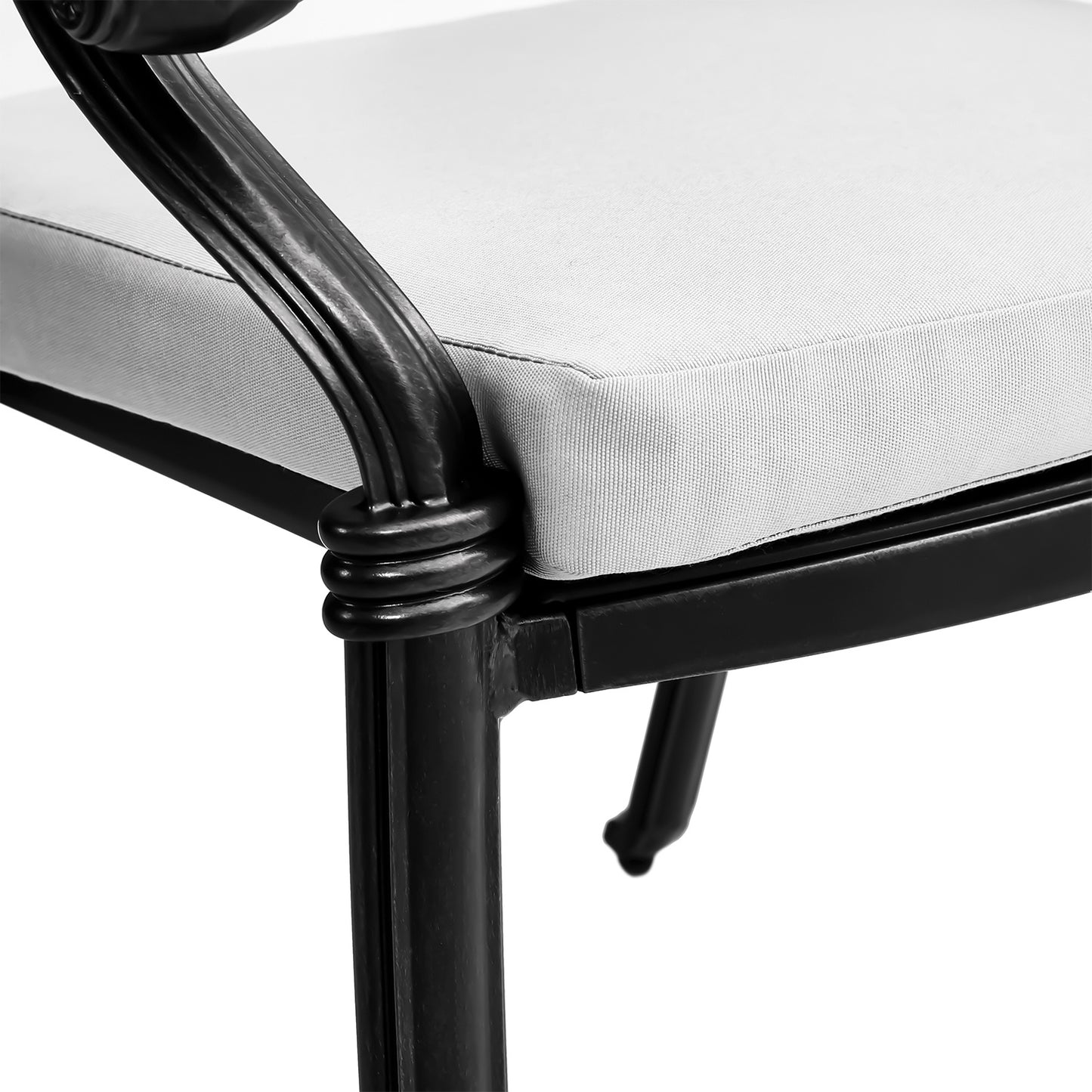 Set of 2 Outdoor Dining Chairs Cast Aluminum with Cushions