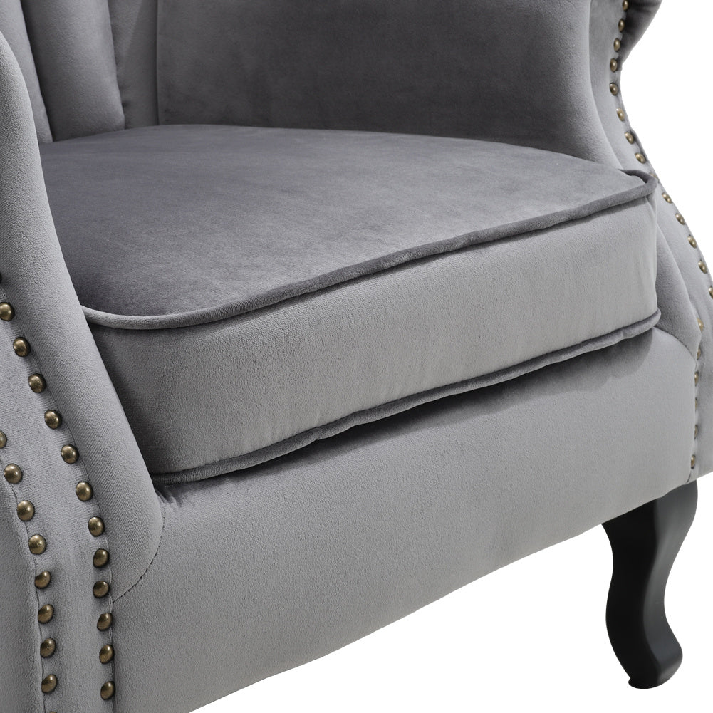 Green/Grey Velvet Channel Occasional Armchair Sofa Chair