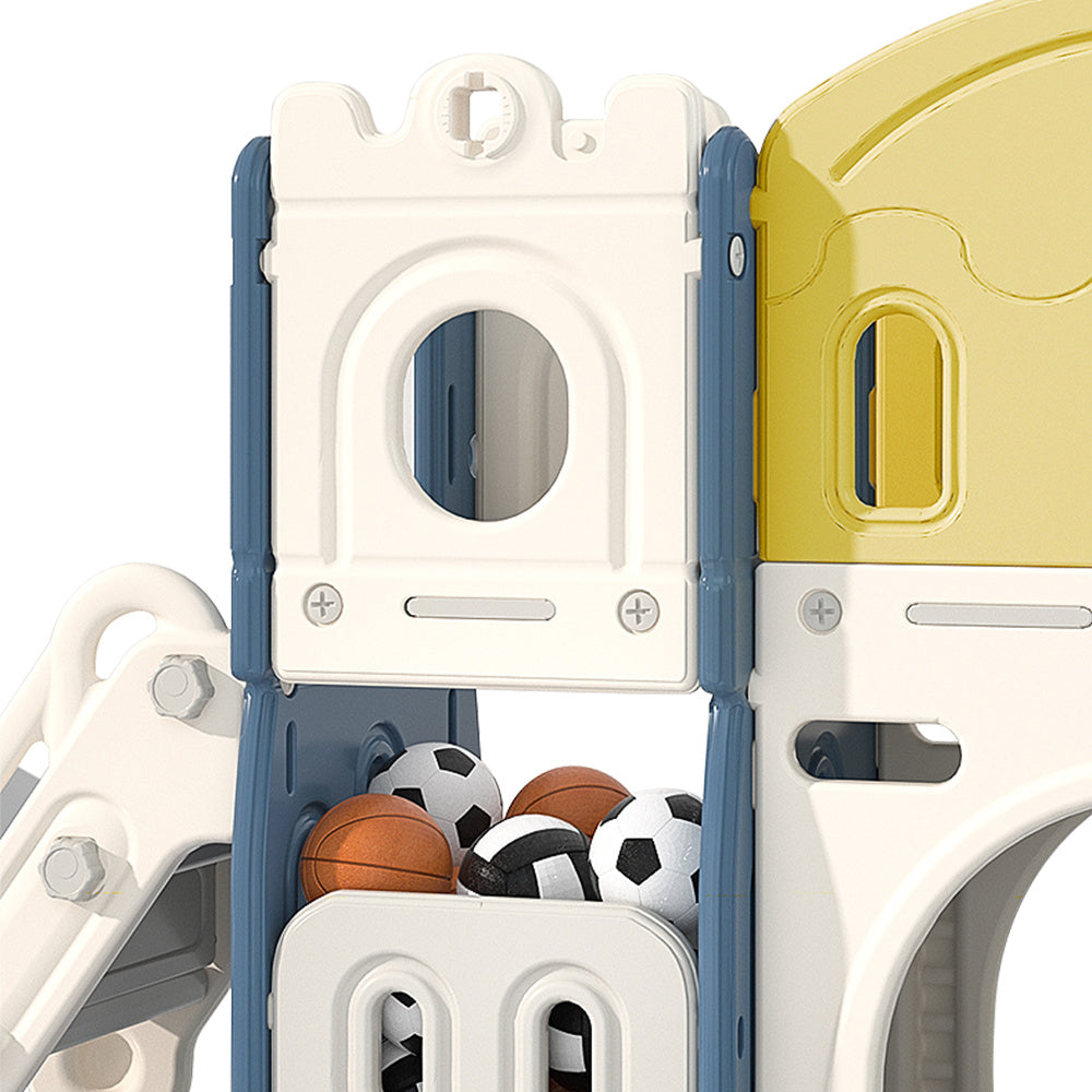 Kids Playset with Slide Basket Hoop Indoor Toddler Playground
