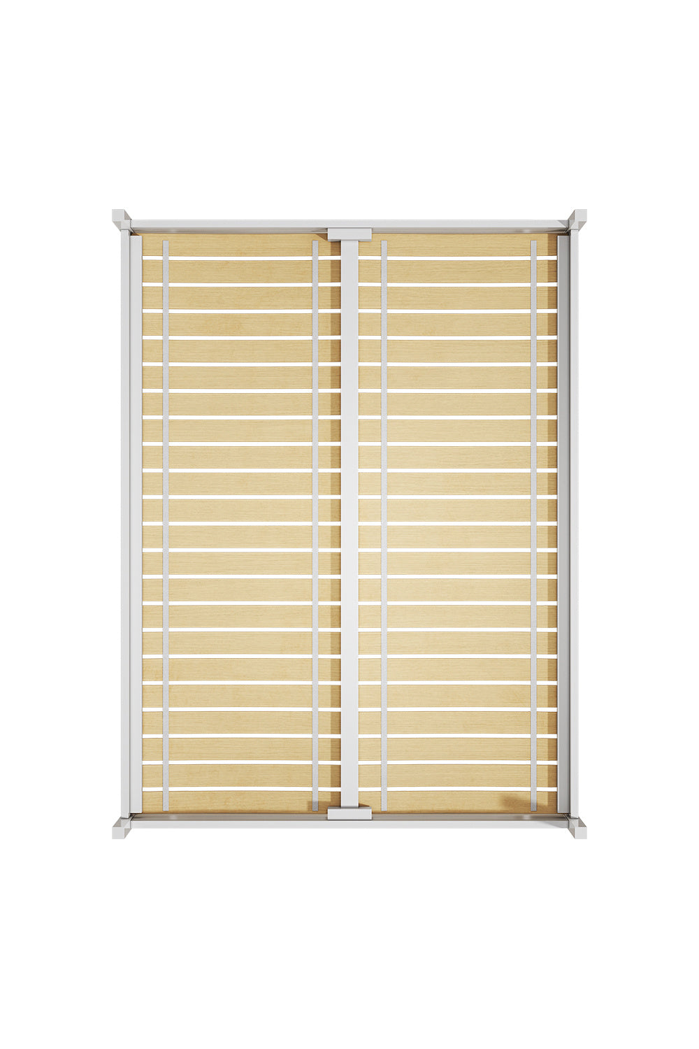 White Striped Dual Row Wooden Bed Frame