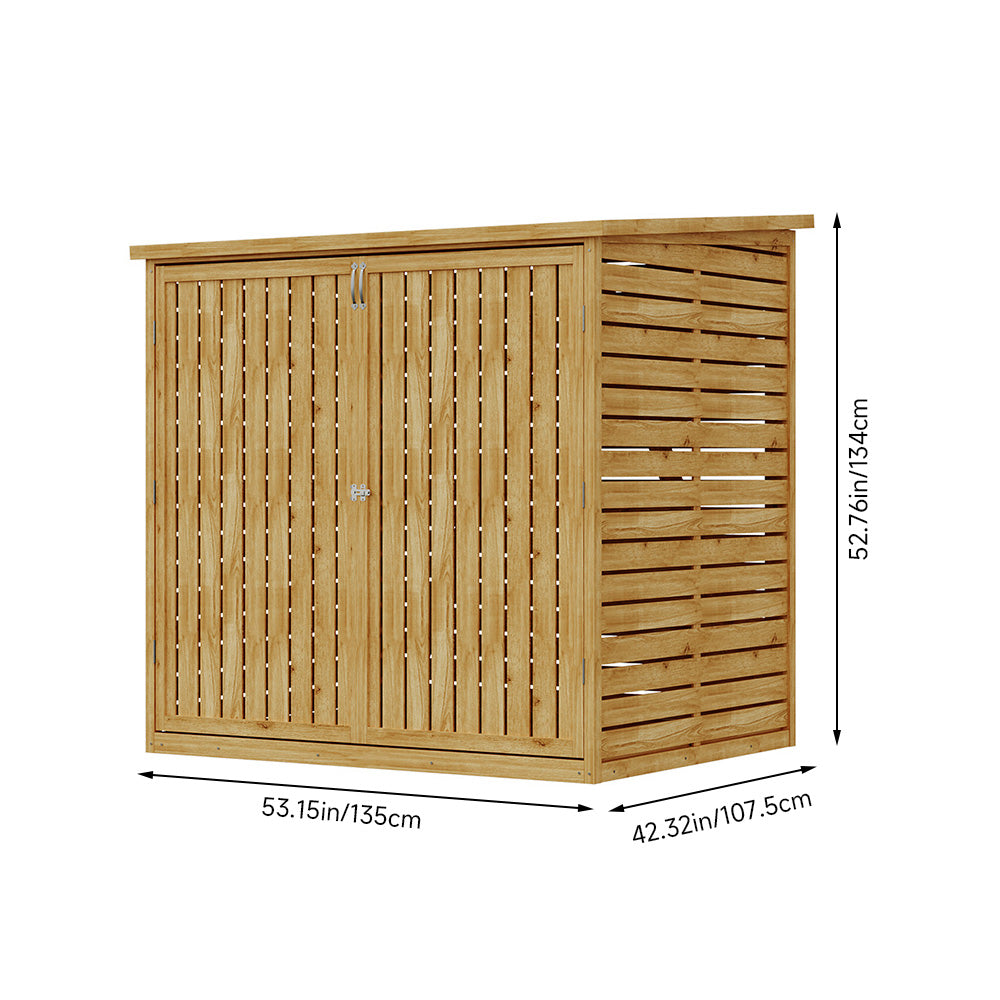 Outdoor Wood Trash Bin Storage Shed