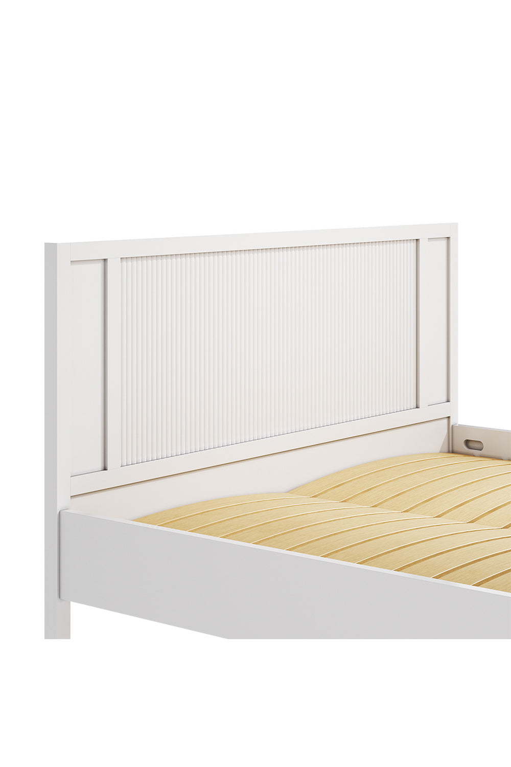 White Striped Dual Row Wooden Bed Frame
