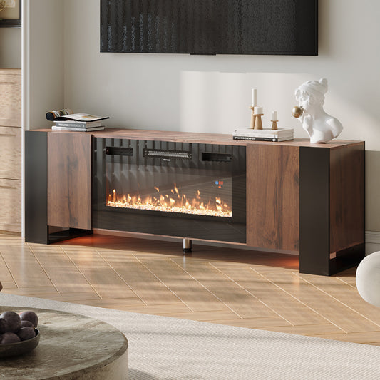Recessed Electric Fireplace TV Stand with Remote Control