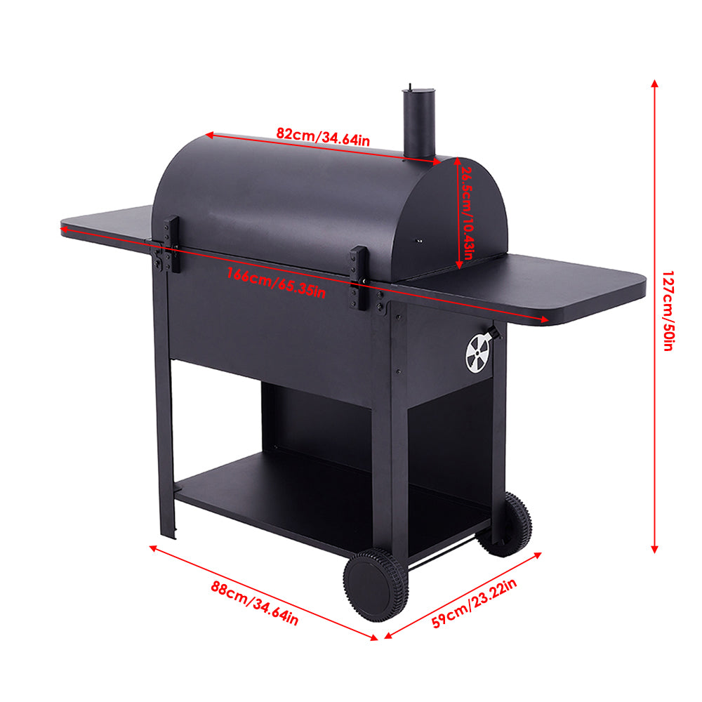 Outdoor Carbon Steel Grill with Smoke Stack