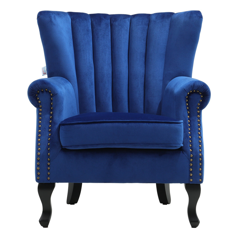 Green/Grey Velvet Channel Occasional Armchair Sofa Chair