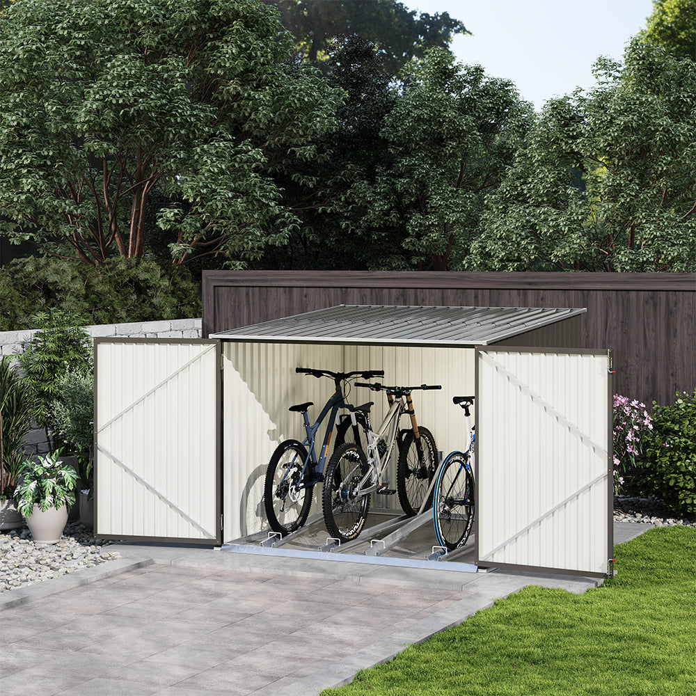 195CM Wide Steel Garden Bike Shed Bicycle Storage Shed