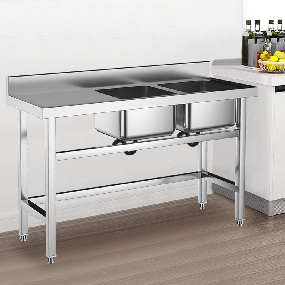 Two Stainless Steel Sink Compartment