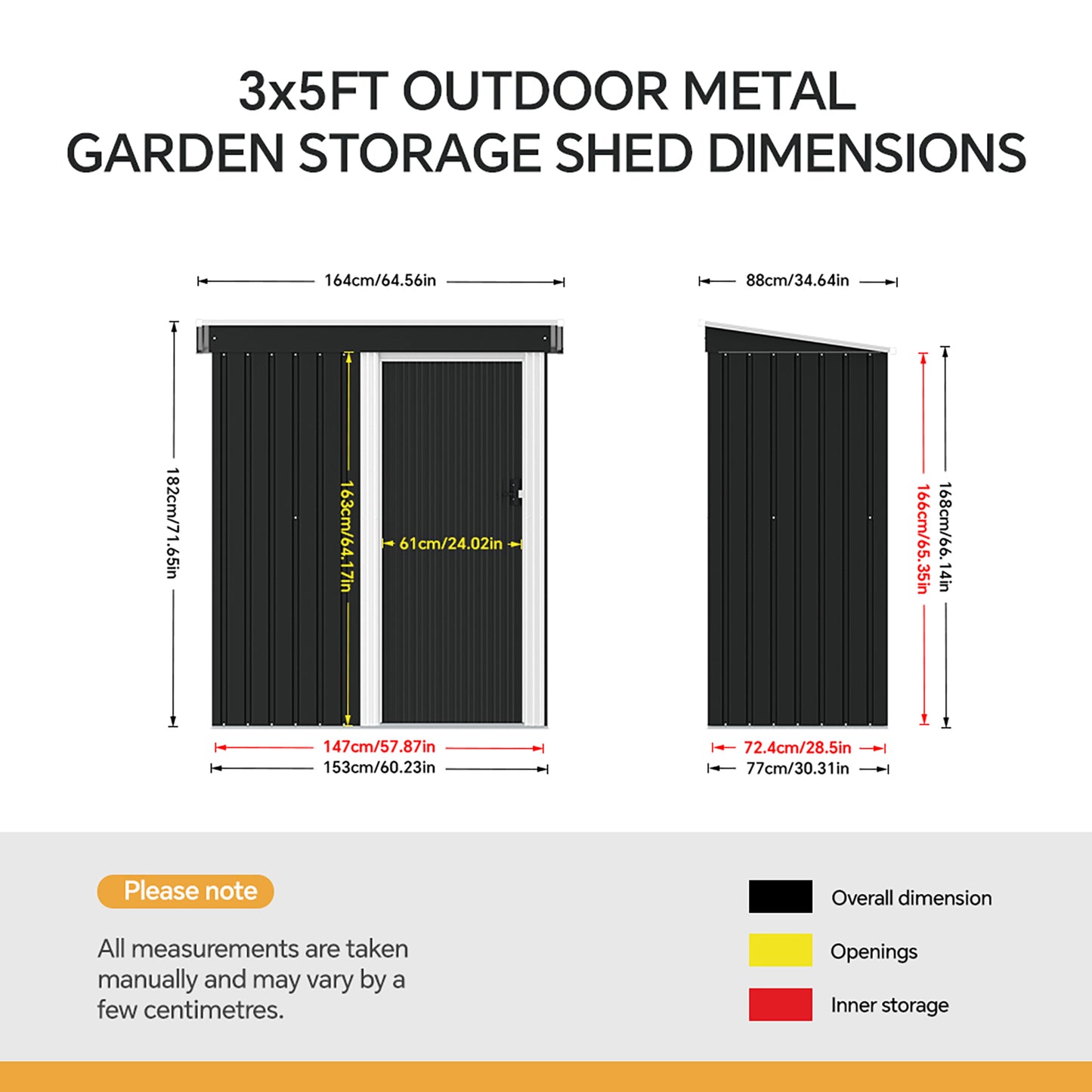 5 x 3 FT Outdoor Metal Storage Shed