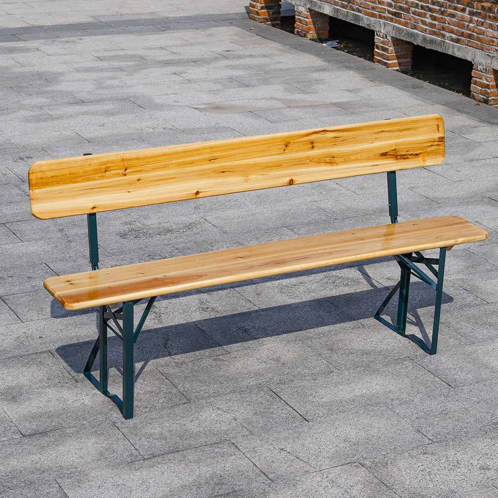 167CM Wide Wooden Outdoor Bench with Backrest
