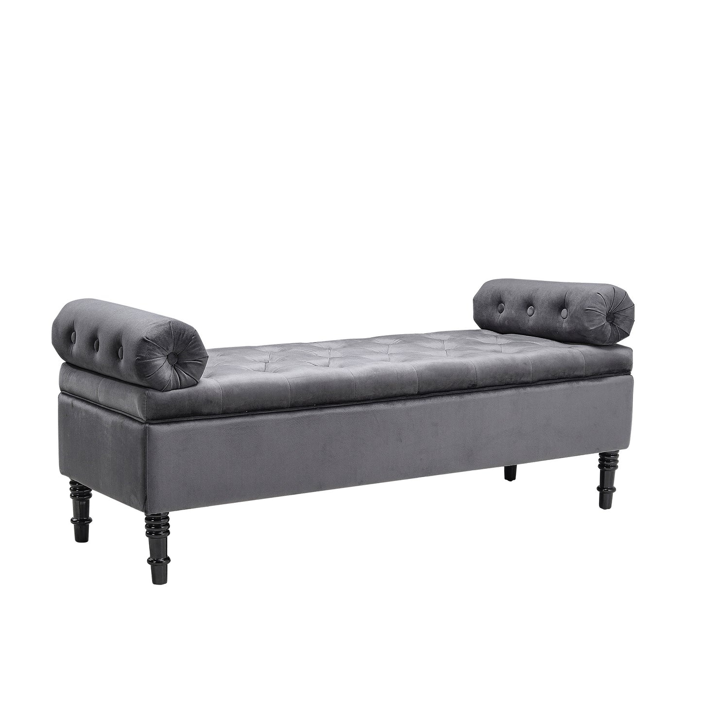 Grey/Beige Flip Top Storage Bench with Side Arms