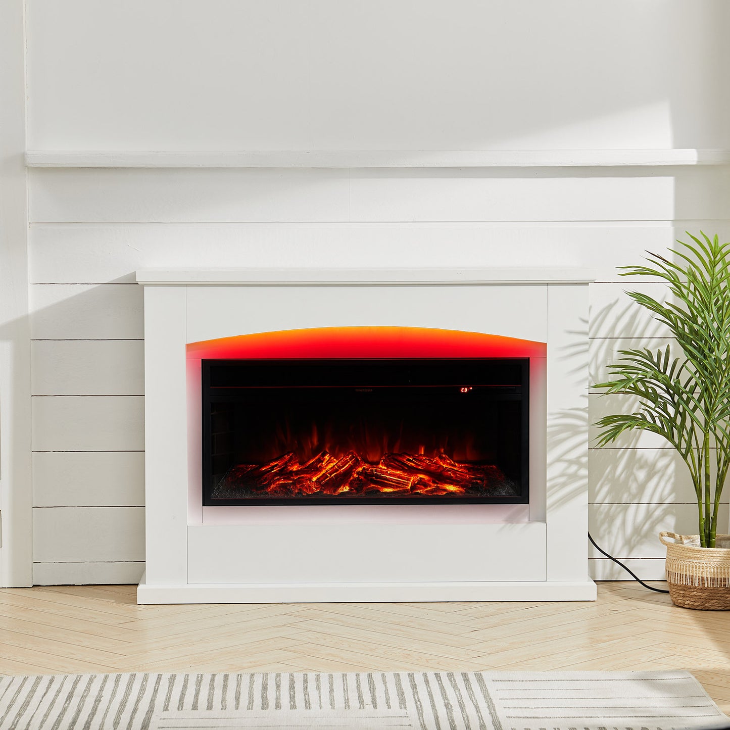 120cm W Electric Fireplace Mantel with 7 Multi-Color Flames