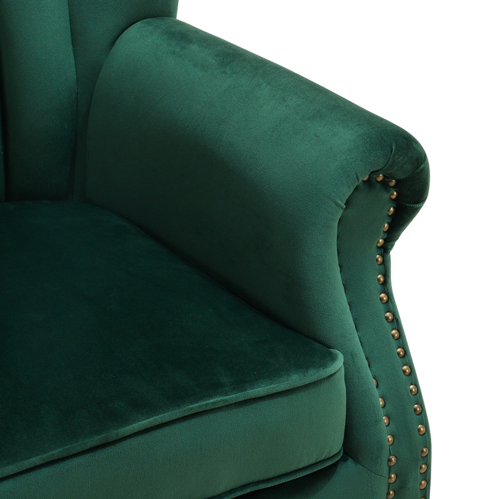 Green/Grey Velvet Channel Occasional Armchair Sofa Chair