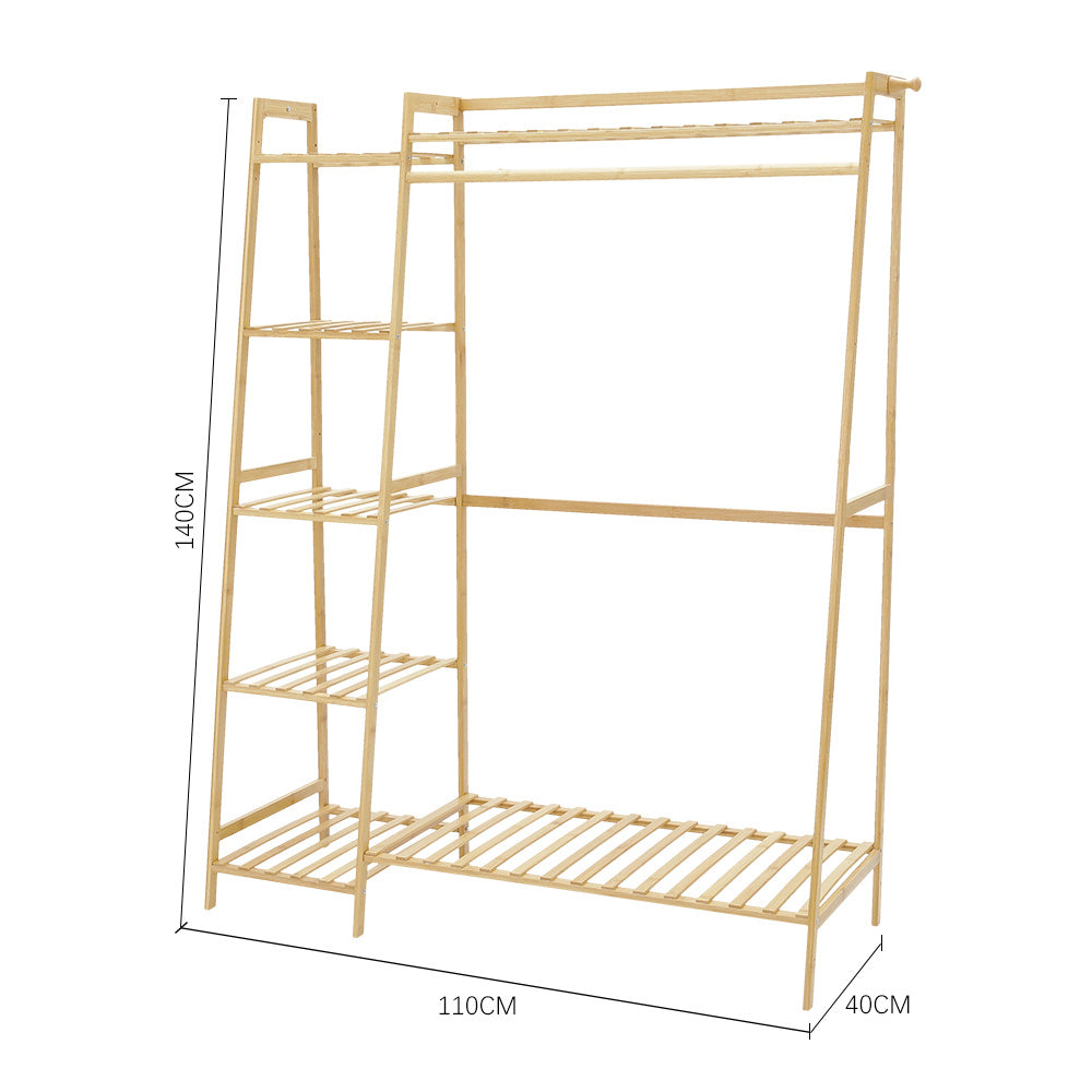 Bamboo Bedroom Garment Clothes Rack Natural