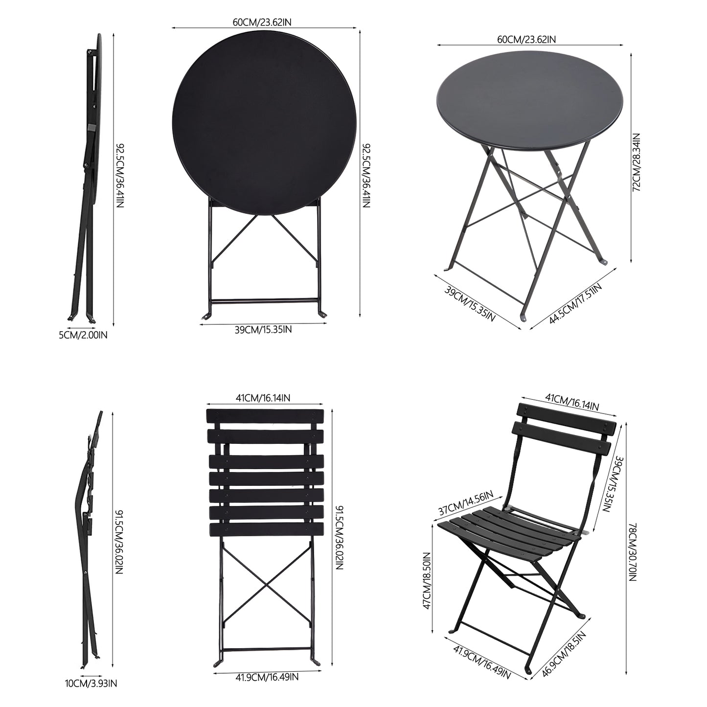 3-Piece Outdoor Folding Bistro Set