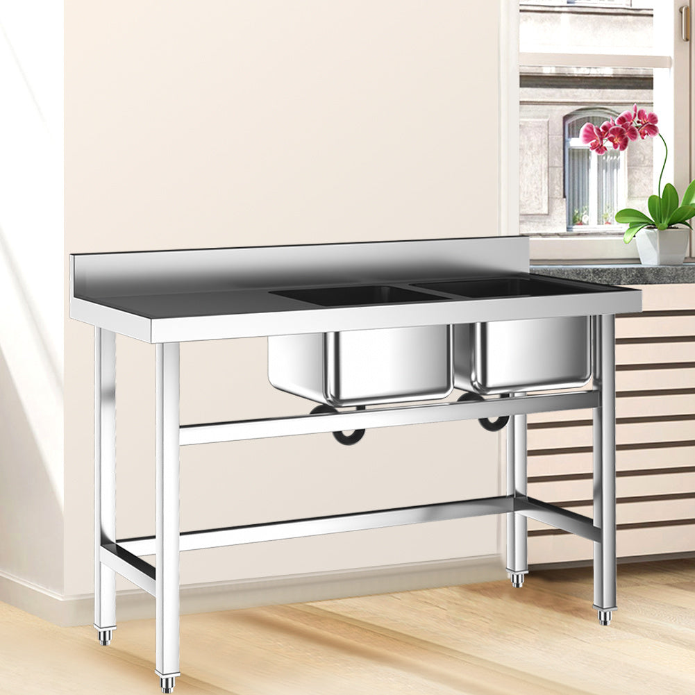 Two Stainless Steel Sink Compartment