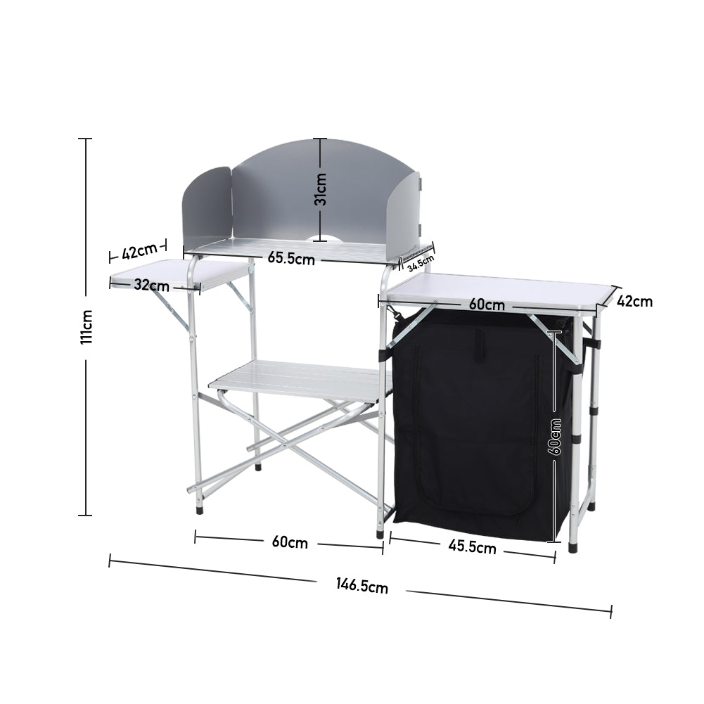 Portable Outdoor Camping Kitchen Table with Folding Design