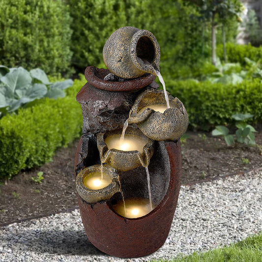 Outdoor Garden Water Feature with LED Lights