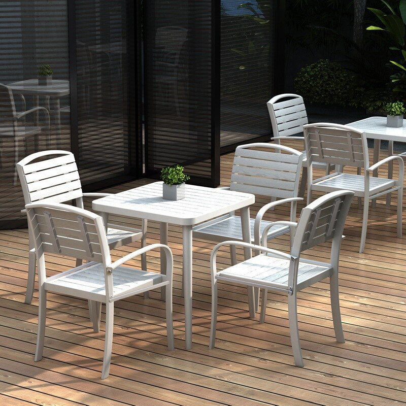 Wood Plastic Composite Outdoor Dining Armchairs Set of 4
