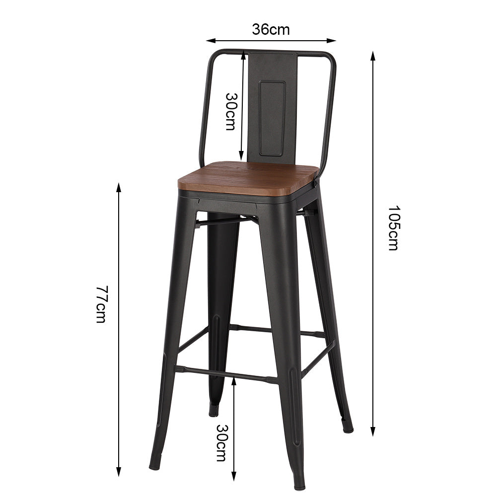 Set of 4 Metal Frame Industrial Style High Chair Bar Stool