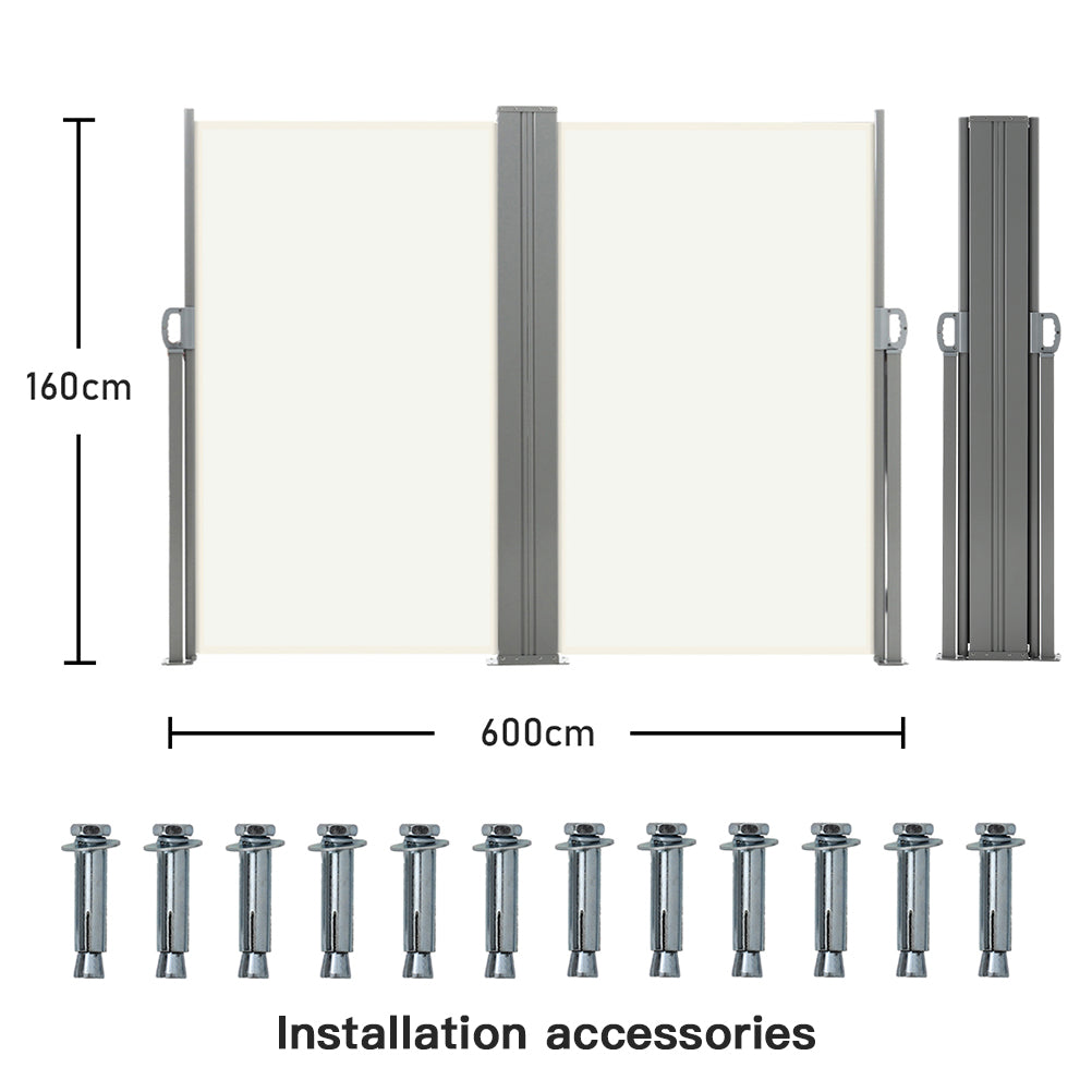 White Retractable Double Side Awning