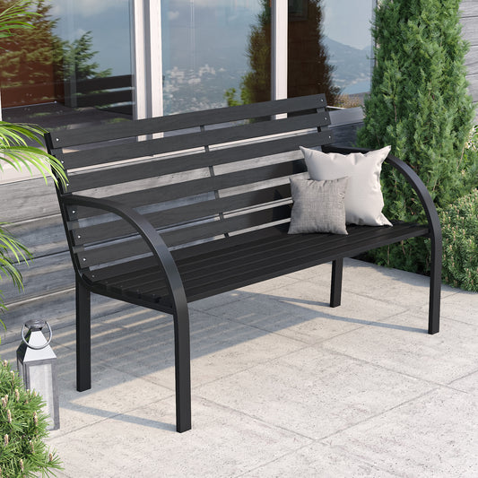 123CM Wide Black Metal Outdoor Bench
