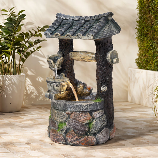 Solar Garden Water Fountain with Cascading Water Feature