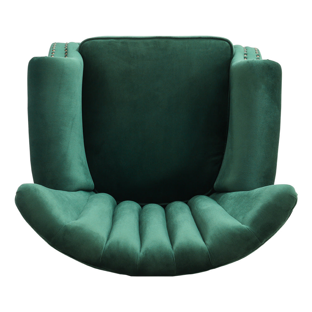 Green/Grey Velvet Channel Occasional Armchair Sofa Chair