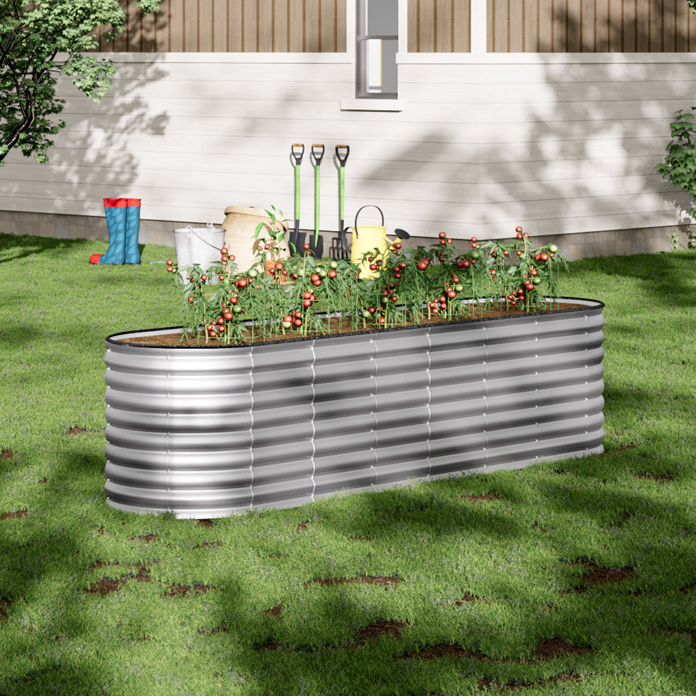 80CM Height Silver Galvanized Steel Raised Garden Bed