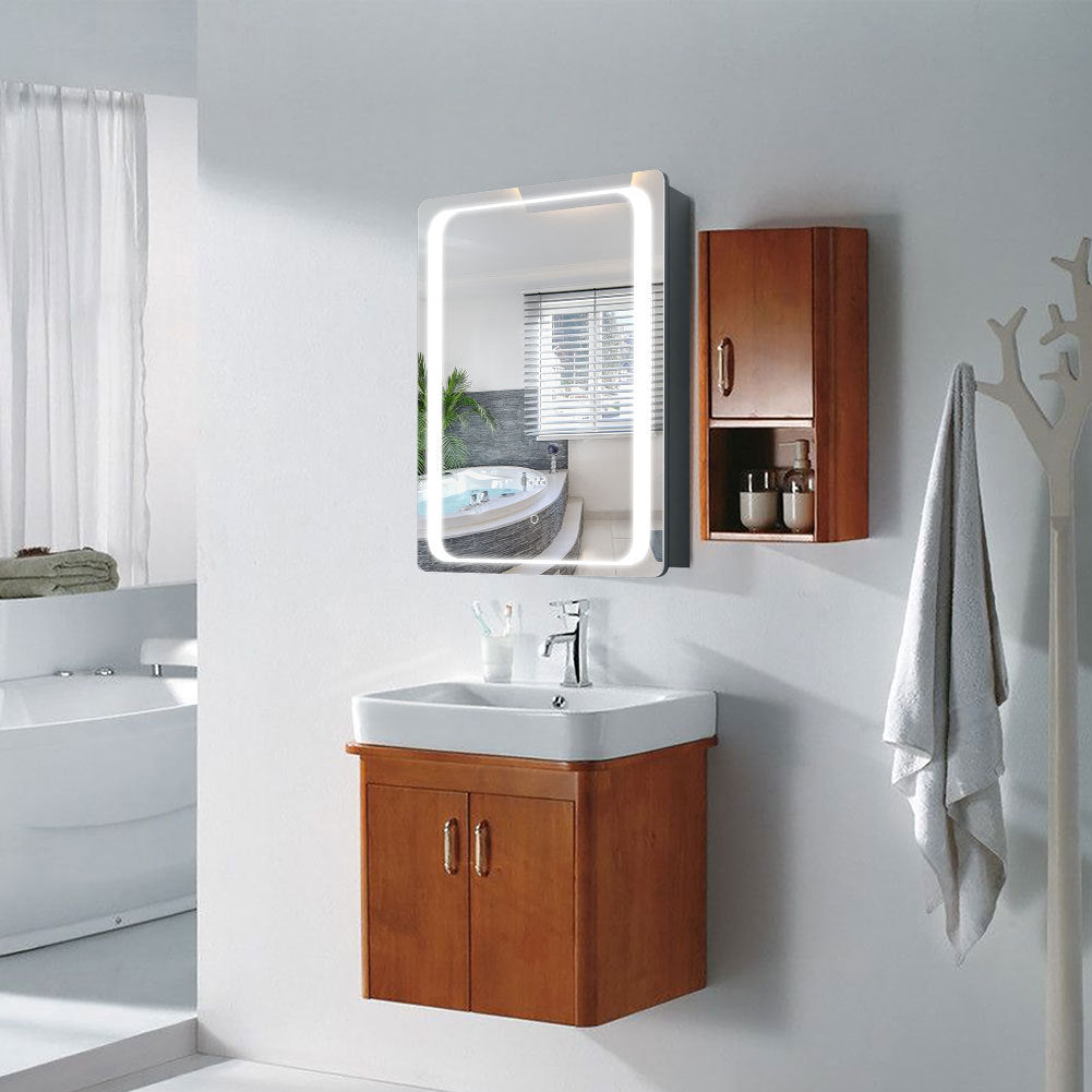 Rectangle Wall Mounted Mirror Cabinet with LED Lighting