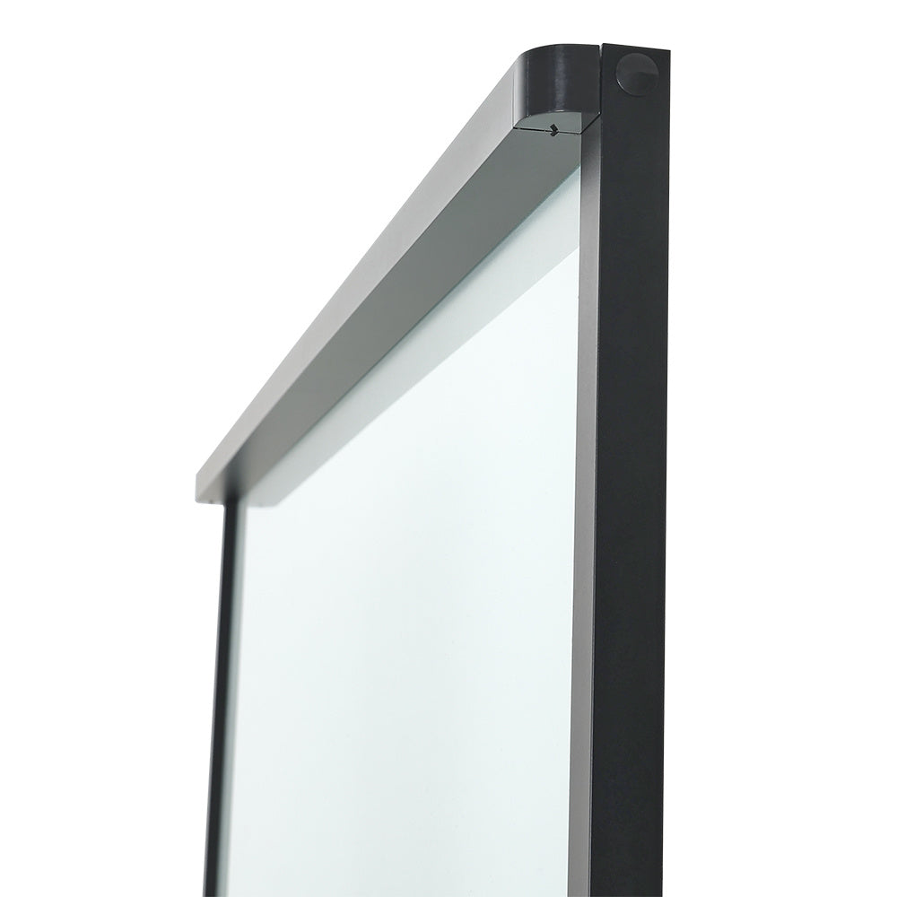 Clear and Smooth Glass Black Barn Door with Sliding Hardware Kit