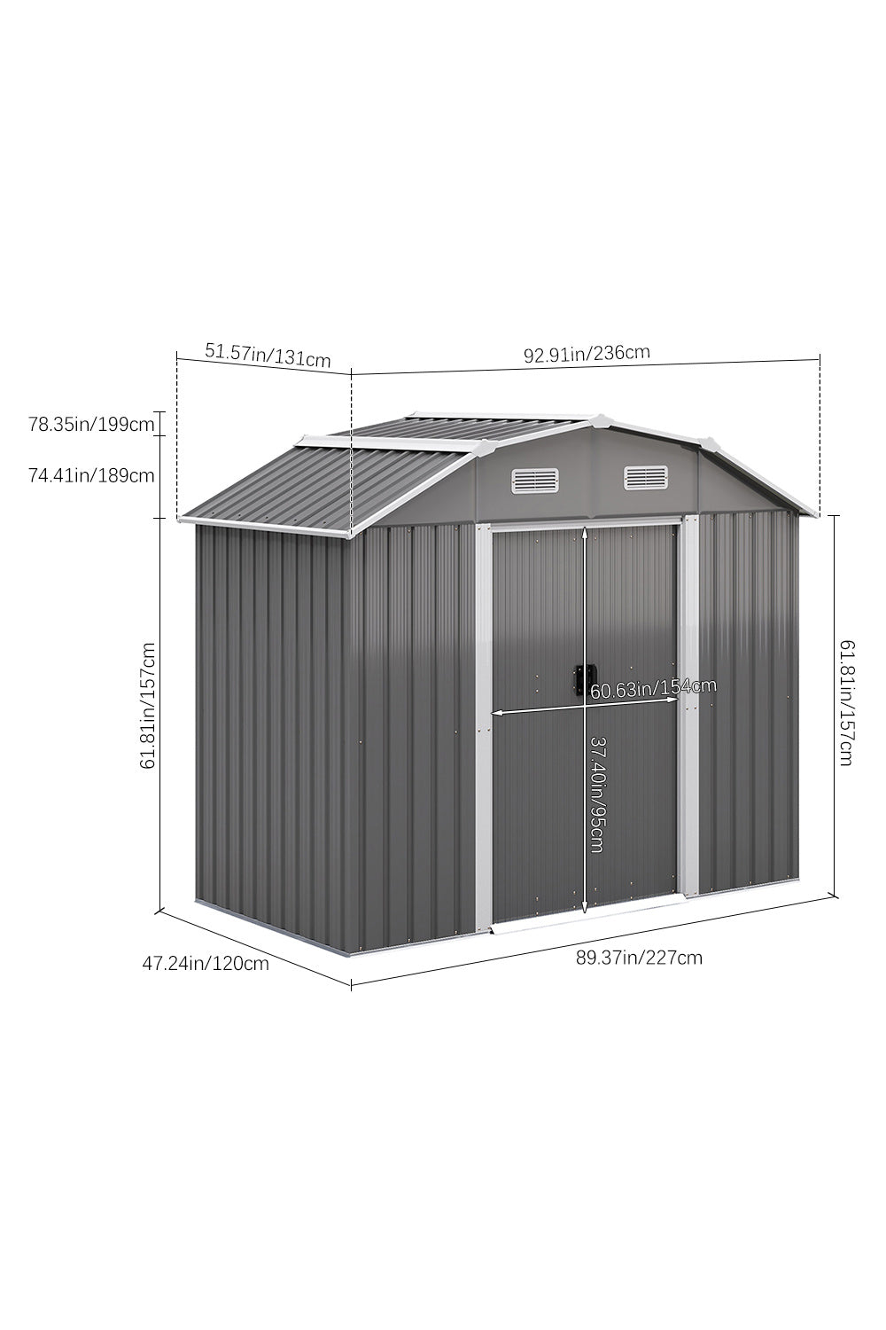 Large Galvanized Steel Acrylic Storage Shed