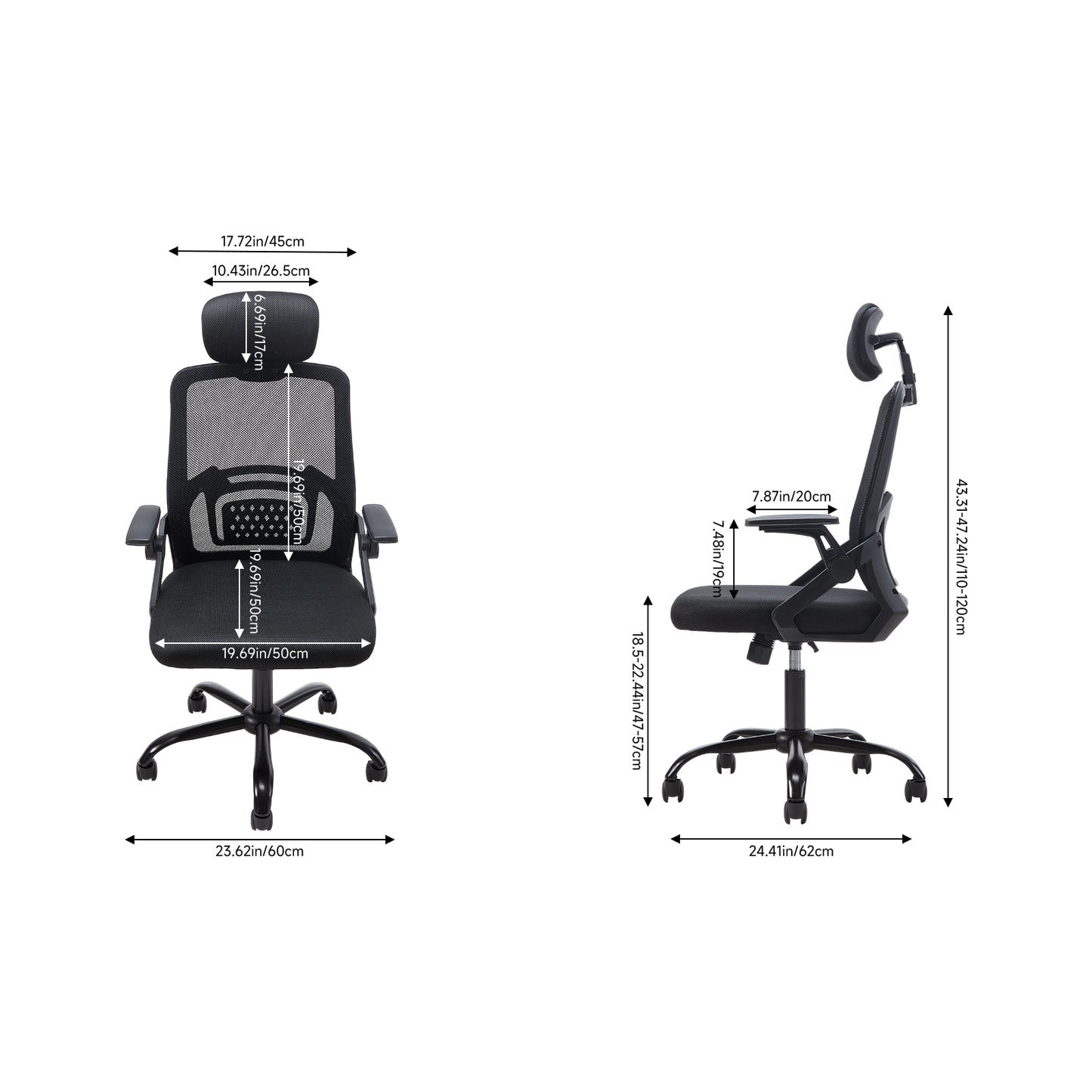 Ergonomic Mesh Office Chair with Adjustable Headrest & 15ยฐ Tilt Recline
