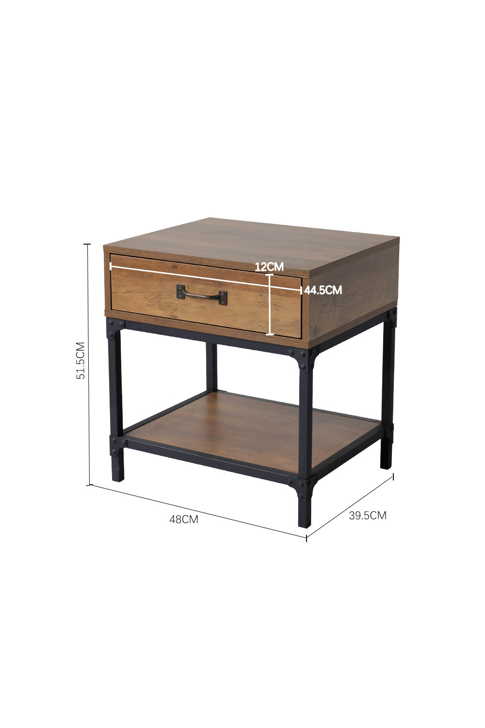 Retro Wood Bedroom Nightstand Bedside Table