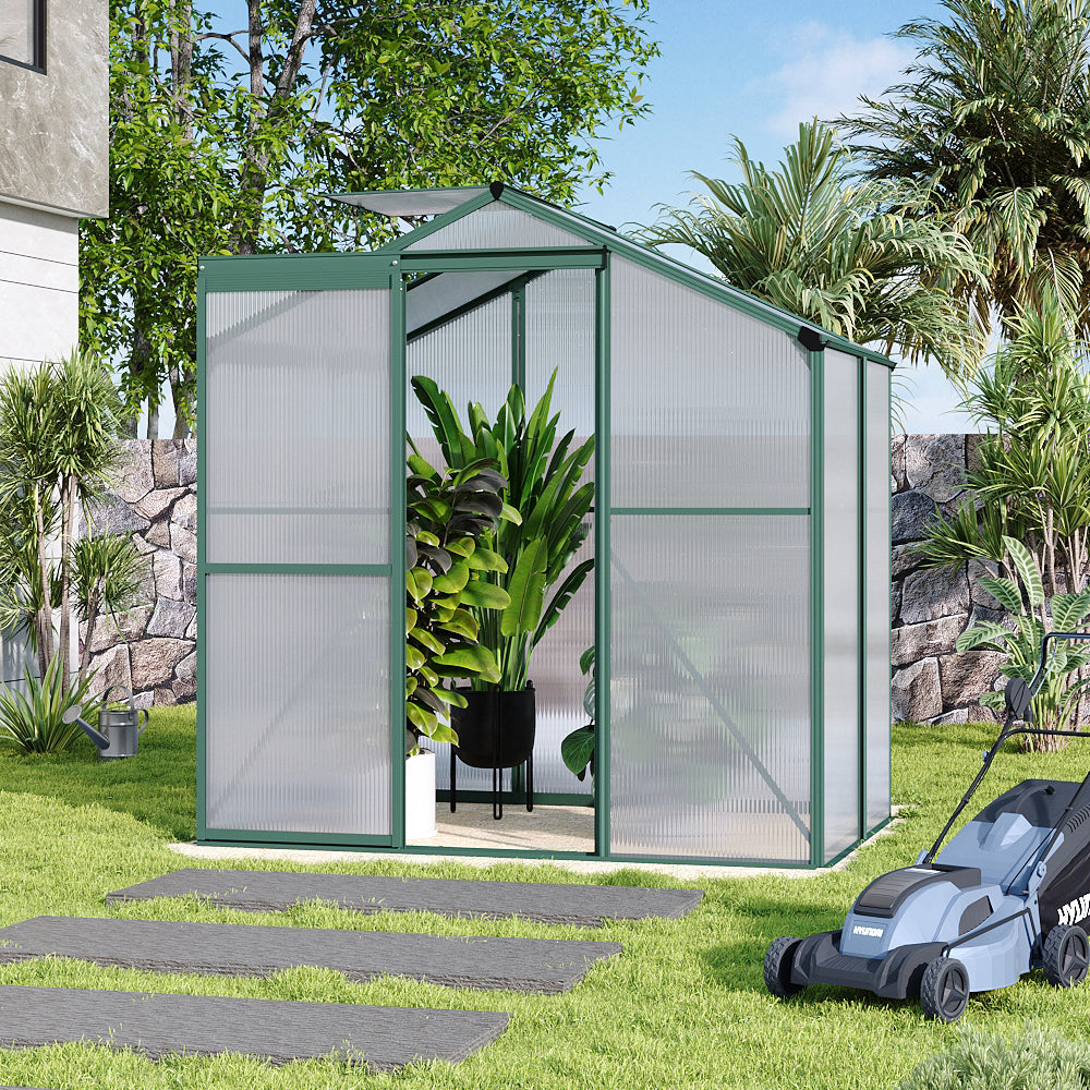 4' x 6' ft Garden Greenhouse Green Framed with Base