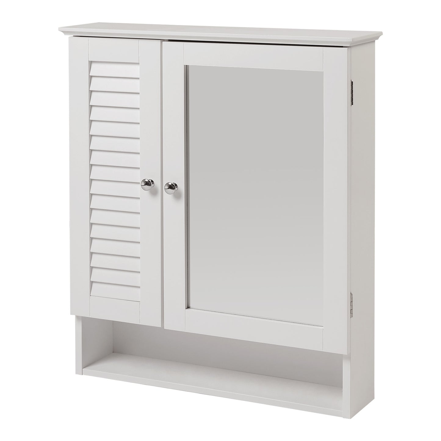 White Shutter Wooden Mirror Cabinet