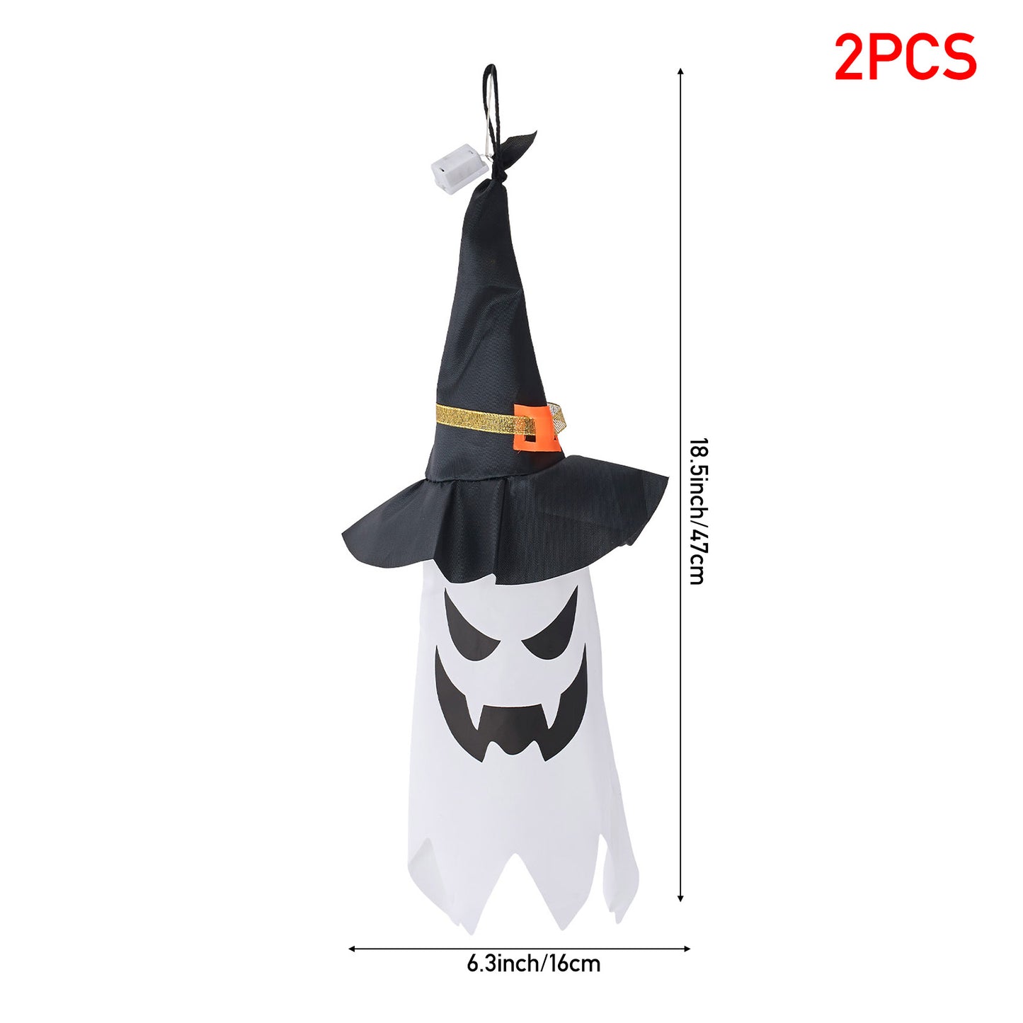 2Pcs Halloween Decorations Ghost Witch Hats with LED Lights