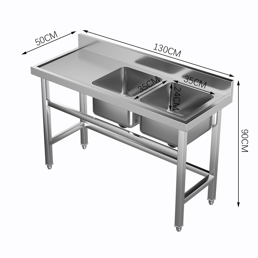 Two Stainless Steel Sink Compartment