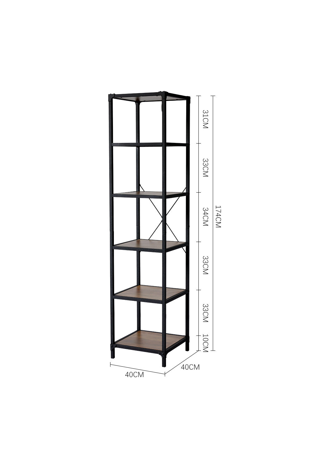 Industrial Style 6-Tier Bookshelf